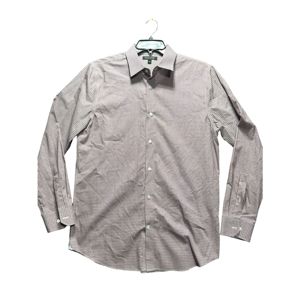 Banana Republic Button Down Shirt Mens L Red White Plaid Non-Iron Long Sleeve